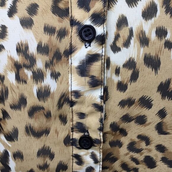 Hi Low Sheer Button Front Wing Tip Collar Top Large - Picture 3 of 8